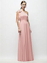 Front View Thumbnail - Rose Draped One-Shoulder Maxi Dress with Scarf Bow