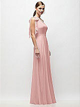 Side View Thumbnail - Rose Draped One-Shoulder Maxi Dress with Scarf Bow