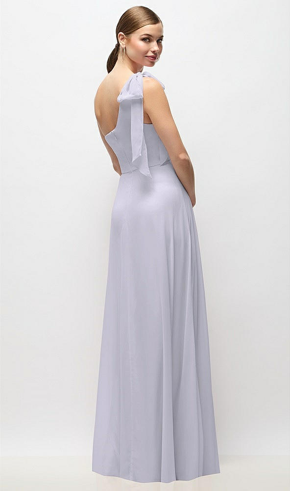 Back View - Silver Dove Draped One-Shoulder Maxi Dress with Scarf Bow