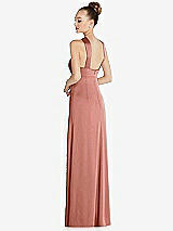 Rear View Thumbnail - Desert Rose Draped Twist Halter Low-Back Satin Empire Dress