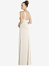 Rear View Thumbnail - Ivory Draped Twist Halter Low-Back Satin Empire Dress