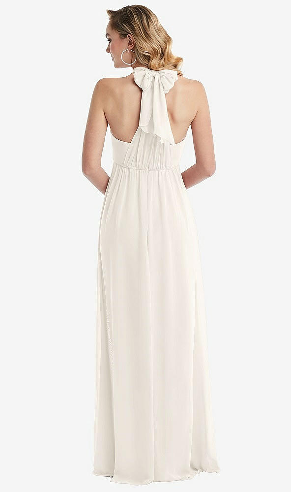 Back View - Ivory Empire Waist Shirred Skirt Convertible Sash Tie Maxi Dress