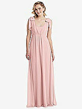 Front View Thumbnail - Rose Empire Waist Shirred Skirt Convertible Sash Tie Maxi Dress