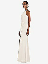 Side View Thumbnail - Ivory Halter Criss Cross Cutout Back Maxi Dress