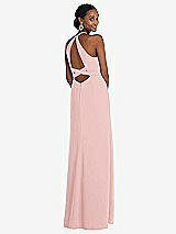 Alt View 1 Thumbnail - Rose Halter Criss Cross Cutout Back Maxi Dress