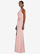 Side View Thumbnail - Rose Halter Criss Cross Cutout Back Maxi Dress