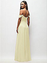 Rear View Thumbnail - Butter Yellow Off-the-Shoulder Basque Neck Maxi Dress with Flounce Sleeves