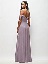 Rear View Thumbnail - Lilac Dusk Off-the-Shoulder Basque Neck Maxi Dress with Flounce Sleeves