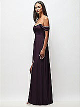 Side View Thumbnail - Aubergine Off-the-Shoulder Basque Neck Maxi Dress with Flounce Sleeves