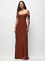 Front View Thumbnail - Auburn Moon Off-the-Shoulder Basque Neck Maxi Dress with Flounce Sleeves