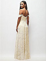 Rear View Thumbnail - Butter Yellow Floral Off-the-Shoulder Basque Neck Maxi Dress with Flounce Sleeves