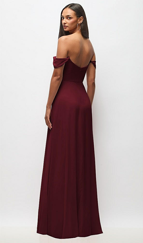 Back View - Cabernet Off-the-Shoulder Basque Neck Maxi Dress with Flounce Sleeves