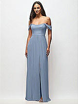 Front View Thumbnail - Cloudy Off-the-Shoulder Basque Neck Maxi Dress with Flounce Sleeves