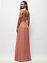 Rear View Thumbnail - Desert Rose Off-the-Shoulder Basque Neck Maxi Dress with Flounce Sleeves