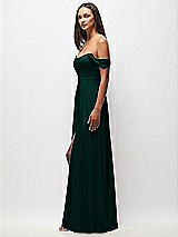 Side View Thumbnail - Evergreen Off-the-Shoulder Basque Neck Maxi Dress with Flounce Sleeves