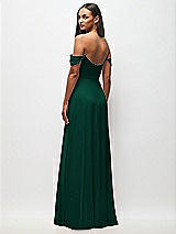 Rear View Thumbnail - Hunter Green Off-the-Shoulder Basque Neck Maxi Dress with Flounce Sleeves