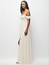 Side View Thumbnail - Ivory Off-the-Shoulder Basque Neck Maxi Dress with Flounce Sleeves