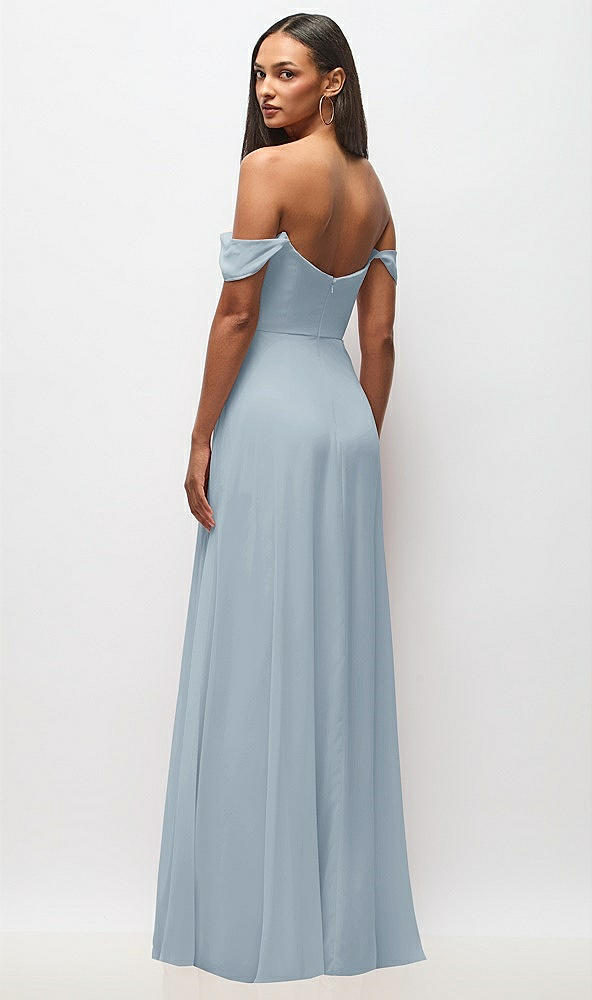 Back View - Mist Off-the-Shoulder Basque Neck Maxi Dress with Flounce Sleeves