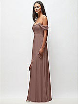 Side View Thumbnail - Sienna Off-the-Shoulder Basque Neck Maxi Dress with Flounce Sleeves