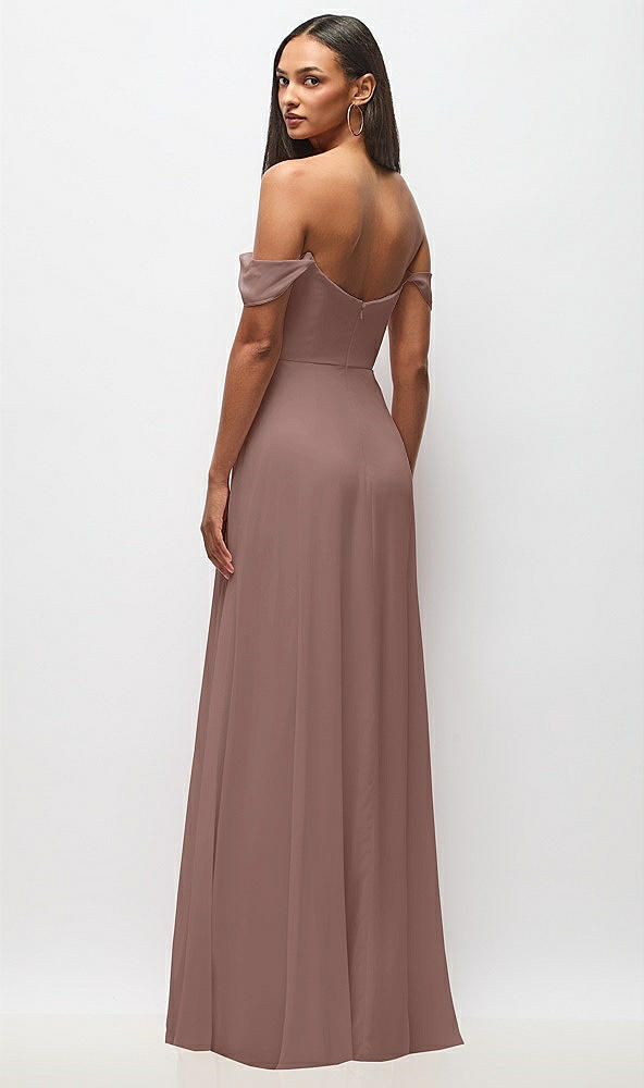 Back View - Sienna Off-the-Shoulder Basque Neck Maxi Dress with Flounce Sleeves