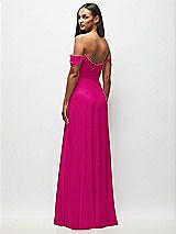 Rear View Thumbnail - Think Pink Off-the-Shoulder Basque Neck Maxi Dress with Flounce Sleeves
