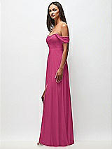 Side View Thumbnail - Tea Rose Off-the-Shoulder Basque Neck Maxi Dress with Flounce Sleeves