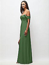 Side View Thumbnail - Vineyard Green Off-the-Shoulder Basque Neck Maxi Dress with Flounce Sleeves