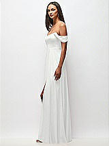 Side View Thumbnail - White Off-the-Shoulder Basque Neck Maxi Dress with Flounce Sleeves