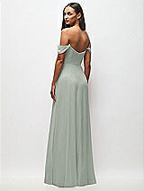 Rear View Thumbnail - Willow Green Off-the-Shoulder Basque Neck Maxi Dress with Flounce Sleeves