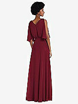 Alt View 3 Thumbnail - Burgundy V-Neck Split Sleeve Blouson Bodice Maxi Dress