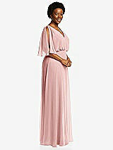 Side View Thumbnail - Rose V-Neck Split Sleeve Blouson Bodice Maxi Dress