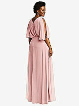 Rear View Thumbnail - Rose V-Neck Split Sleeve Blouson Bodice Maxi Dress