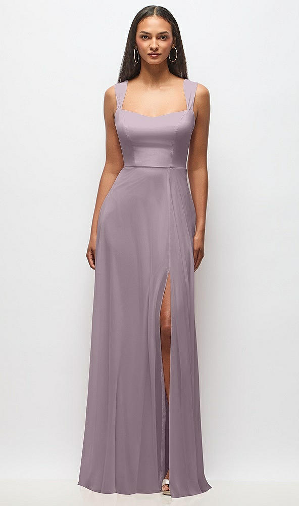 Front View - Lilac Dusk Contoured Wide Strap Sweetheart Maxi Dress