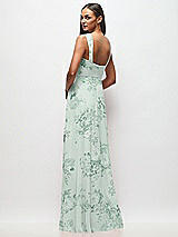 Rear View Thumbnail - Mint Green Floral Contoured Wide Strap Sweetheart Maxi Dress