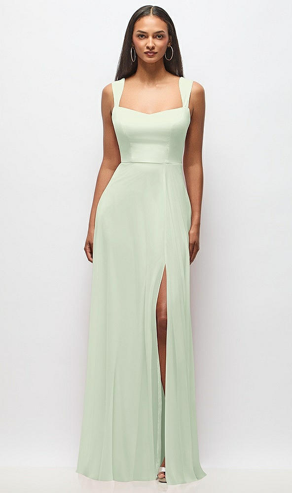 Front View - Mint Green Contoured Wide Strap Sweetheart Maxi Dress