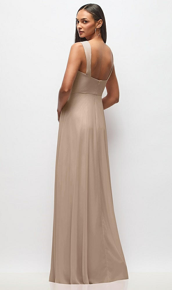 Back View - Topaz Contoured Wide Strap Sweetheart Maxi Dress