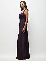 Side View Thumbnail - Aubergine Contoured Wide Strap Sweetheart Maxi Dress