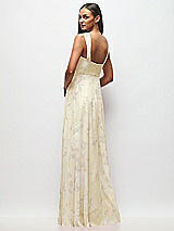 Rear View Thumbnail - Butter Yellow Floral Contoured Wide Strap Sweetheart Maxi Dress
