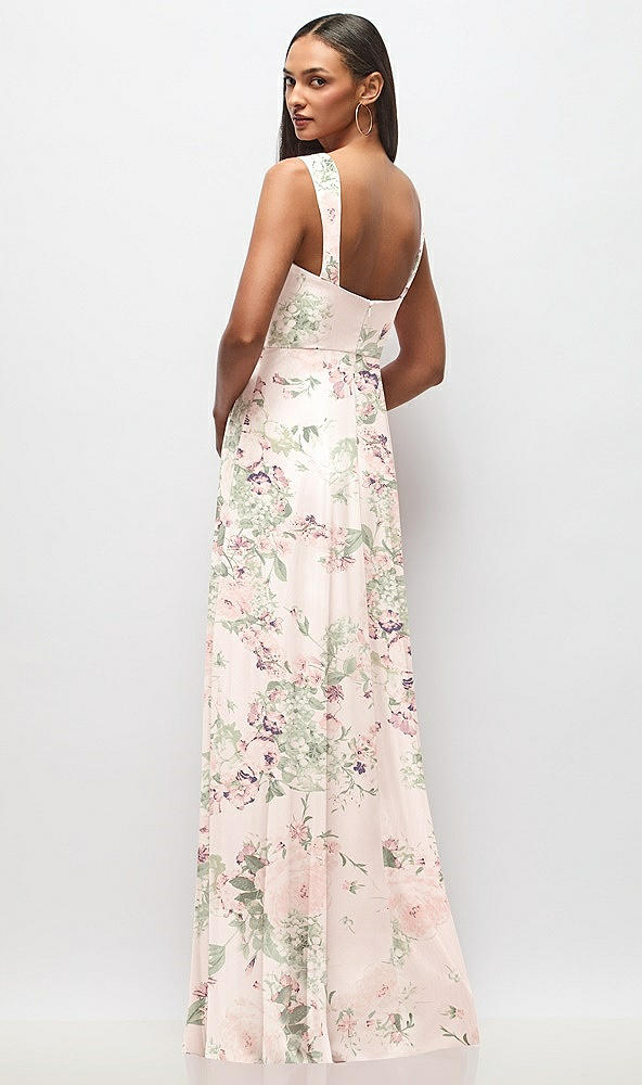 Back View - Blush Garden Contoured Wide Strap Sweetheart Maxi Dress