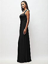 Side View Thumbnail - Black Contoured Wide Strap Sweetheart Maxi Dress