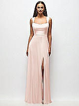 Front View Thumbnail - Blush Contoured Wide Strap Sweetheart Maxi Dress