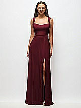 Front View Thumbnail - Cabernet Contoured Wide Strap Sweetheart Maxi Dress