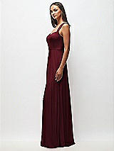 Side View Thumbnail - Cabernet Contoured Wide Strap Sweetheart Maxi Dress