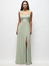 Front View Thumbnail - Celadon Contoured Wide Strap Sweetheart Maxi Dress