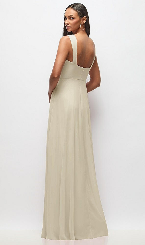 Back View - Champagne Contoured Wide Strap Sweetheart Maxi Dress