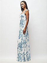 Side View Thumbnail - Cottage Rose Dusk Blue Contoured Wide Strap Sweetheart Maxi Dress