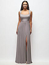 Front View Thumbnail - Cashmere Gray Contoured Wide Strap Sweetheart Maxi Dress