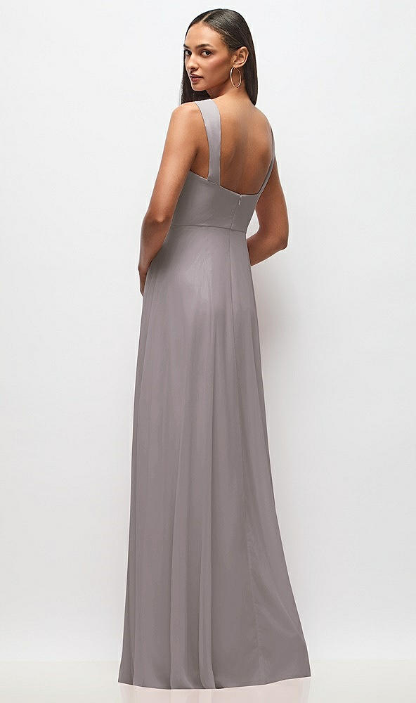 Back View - Cashmere Gray Contoured Wide Strap Sweetheart Maxi Dress