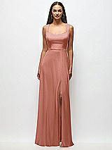 Front View Thumbnail - Desert Rose Contoured Wide Strap Sweetheart Maxi Dress