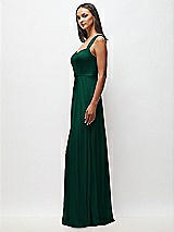 Side View Thumbnail - Hunter Green Contoured Wide Strap Sweetheart Maxi Dress